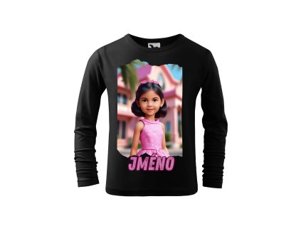divci-bavlnene-personalizovane-tricko-s-dlouhym-rukavem-barbie-vanocni-darek-darek-na-vanoce-malfini-adler-100%-bavlna-cerna