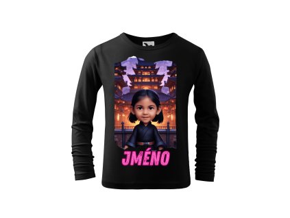 divci-bavlnene-personalizovane-tricko-s-dlouhym-rukavem-ninja-darek-na-vanoce-vanocni-darek-malfini-adler-100%-bavlna-cerna