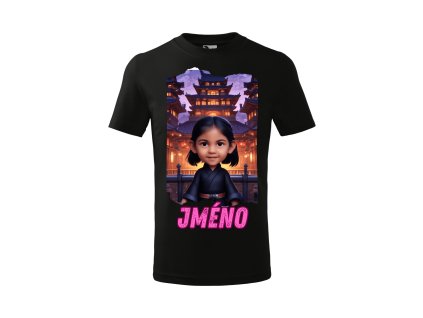 divci-bavlnene-personalizovane-tricko-s-kratkym-rukavem-ninja-vanocni-darek-darek-na-vanoce-malfini-adler-100%-bavlna-cerna