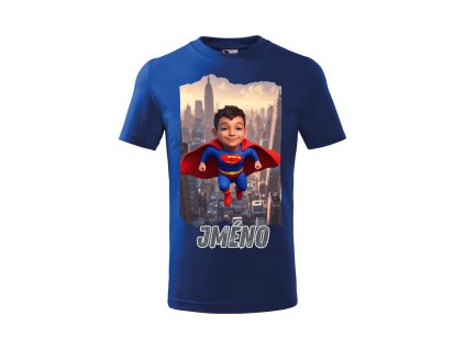 chlapecke-bavlnene-personalizovane-tricko-s-kratkym-rukavem-s-potiskem-superman-vanocni-darek-darek-na-vanoce-malfini-adler-100%-bavlna-modra
