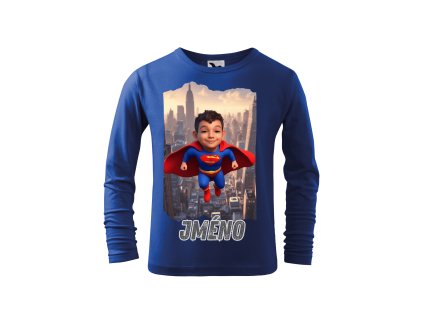 chlapecke-bavlnene-personalizovane-tricko-s-dlouhym-rukavem-superman-darek-na-vanoce-vanocni-darek-malfini-adler-100%-bavlna-modra