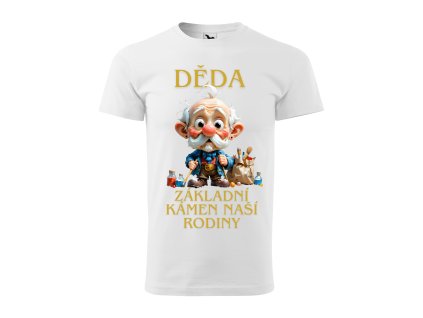 panske-bavlnene-darkove-tricko-pro-dedu-deda-zakladni-stavebni-kamen-rodiny-triko-pro-dedu-darek-pro-dedu-malfini-adler-100%-bavlna-malfini-adler-bile-bila
