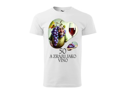 panske-bavlnene-darkove-tricko-pro-padesatnika-k-narozeninam-narozeniove-tricko-pro-milovniky-vina-darek-pro-chlapa-na-padesatku-padesatka-zraje-s-gracii-vtipny-darek-pro-muze-k-padesatinam-malfini-adler-100%-bavlna-bile-bila