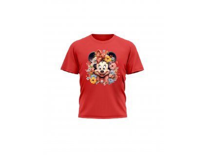 Detske-divci-tricko-s-kratkym-rukavem-triko-s-potiskem-malfini-adler-Minnie-Mouse-s-kvetinami-Mickey-Mouse-disney-cervene-100%-bavlna-Minnie-saty