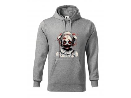 Panska-mikina-s-kapuci-Mikina-pro-pany-mikina-pro-muze-mikina-s-potiskem-malfini-adler-Creepy-Girl-Horror-Horor-girl-seda-65%-bavlna-35%-polyester