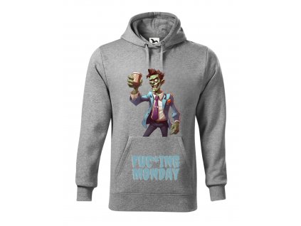 Panska-mikina-s-kapuci-mikina-pro-pany-zombie-fucking-monday-i-hate-monday-nesnasim-pondeli--mikina-s-potiskem-malfini-adler-seda-65%-bavlna-35%-polyester
