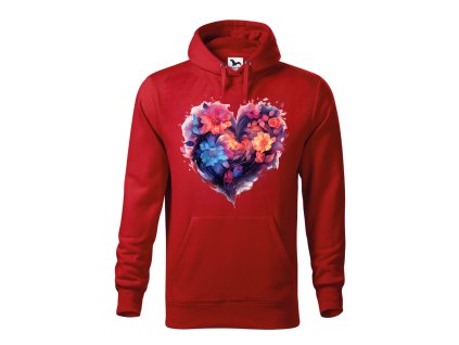 mikina-s-potiskem-malfini-adler-Damska-mikina-s-kapuci-mikina-pro-zeny-mikina-pro-damy-kvetinove-srdce-srdce-z-kvetin-Flowers-65%-bavlna-35%-polyester-cervena