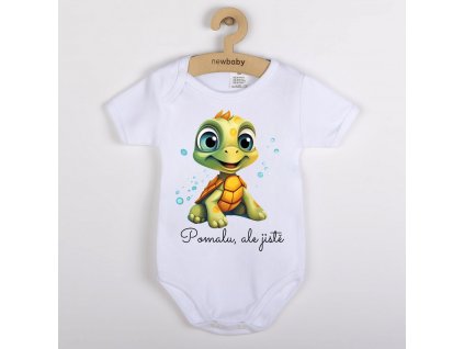 originalni-kojenecke-body-s-kratkym-rukavem-body-pro-miminka-zelvicka-zelva-pomalu-ale-jiste-100%-bavlna-bile