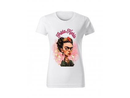 damske-tricko-s-kratkym-rukavem-tricko-pro-zeny-tricko-pro-slecny-Frida-kahlo-origo-motivy-malfini-adler-100%-bavlna-bile-triko-s-potiskem