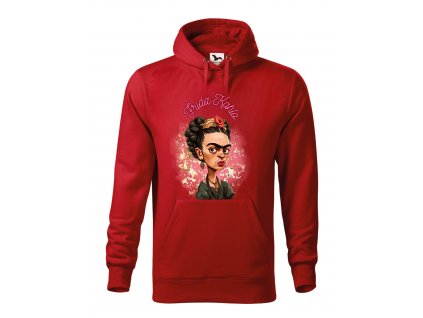 damska-mikina-s-kapuci-a-klokankovou-kapsou-mikina-s-potiskem-frida-kahlo-malfini-adler-65%-bavlna-35%-polyester-cervena