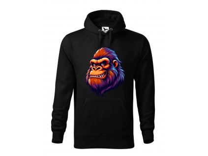panska-mikina-s-kapuci-a-klokankovou-kapsou-mikina-s-potiskem-uni-mikina-opice-gorila-king-kong-malfini-adler-65%-bavlna-35%-polyester-cerna