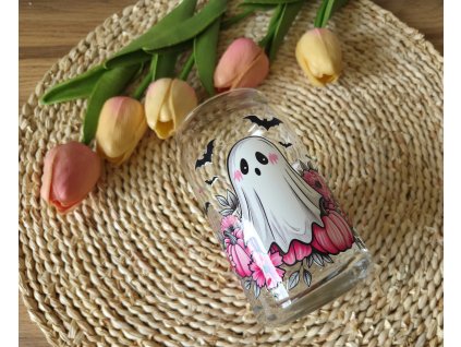 Sklenička Halloween Pink Boo, různé styly