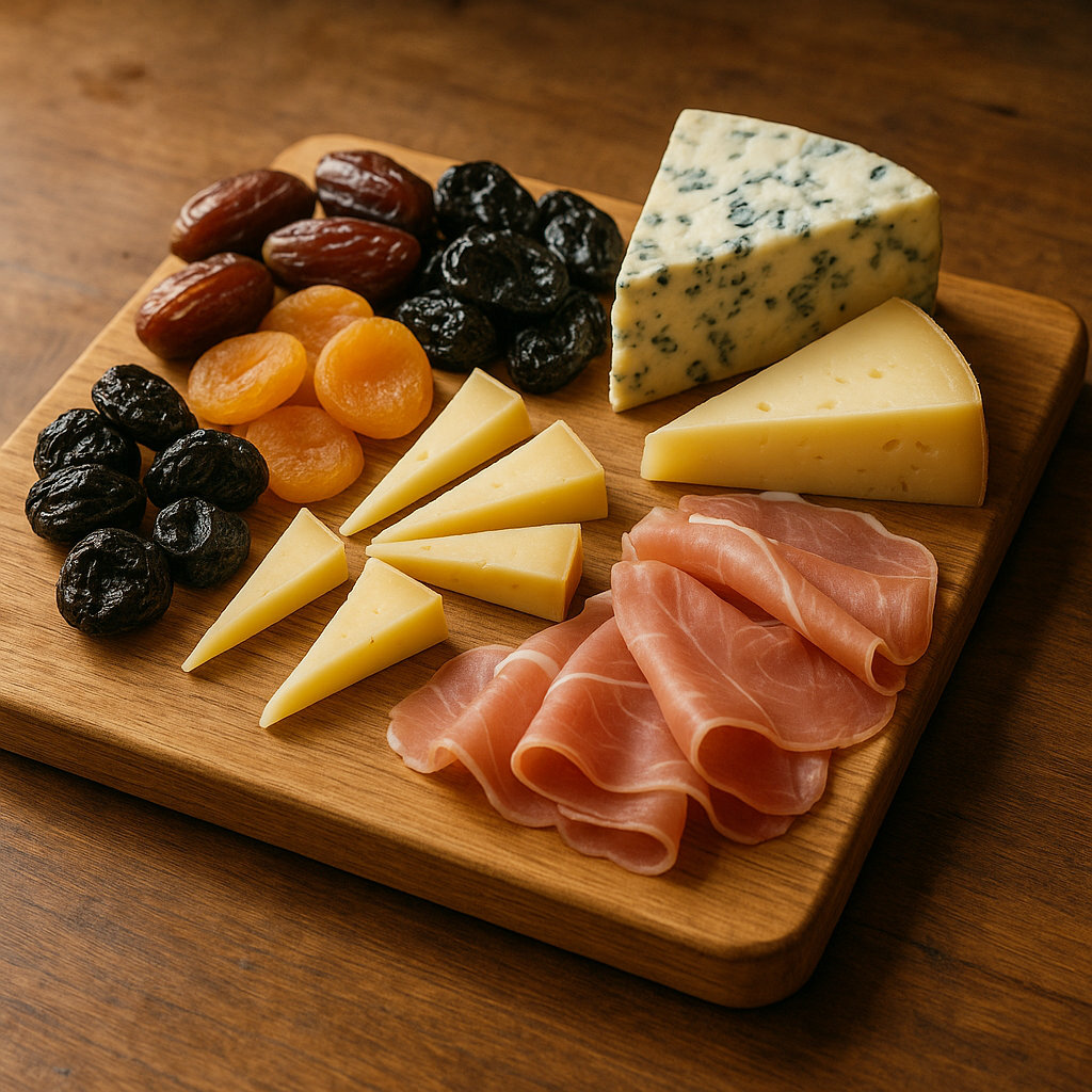 Sušené plody párování se sýry, šunkou, čokoládou
