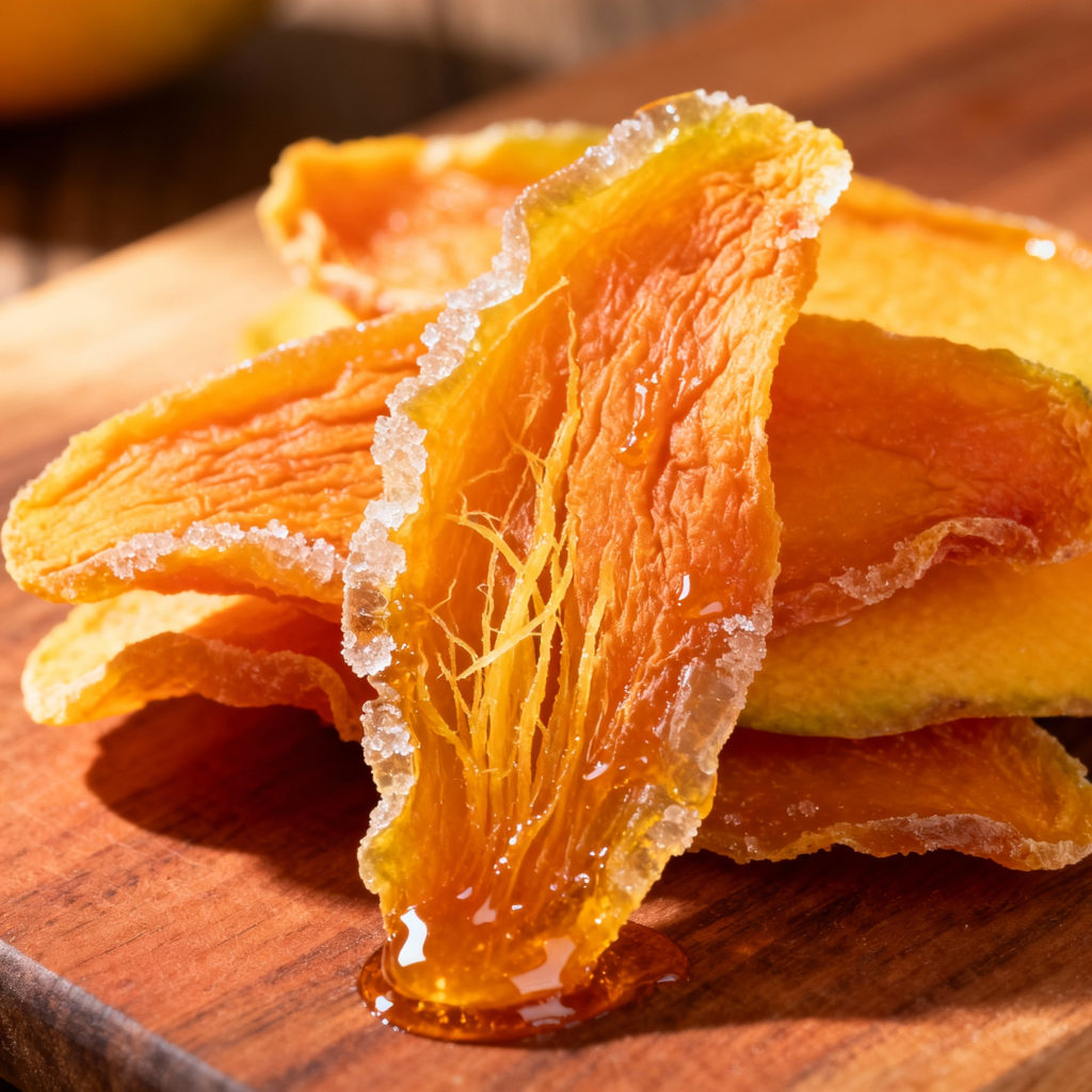 Detail na sušené mango plátky natural.