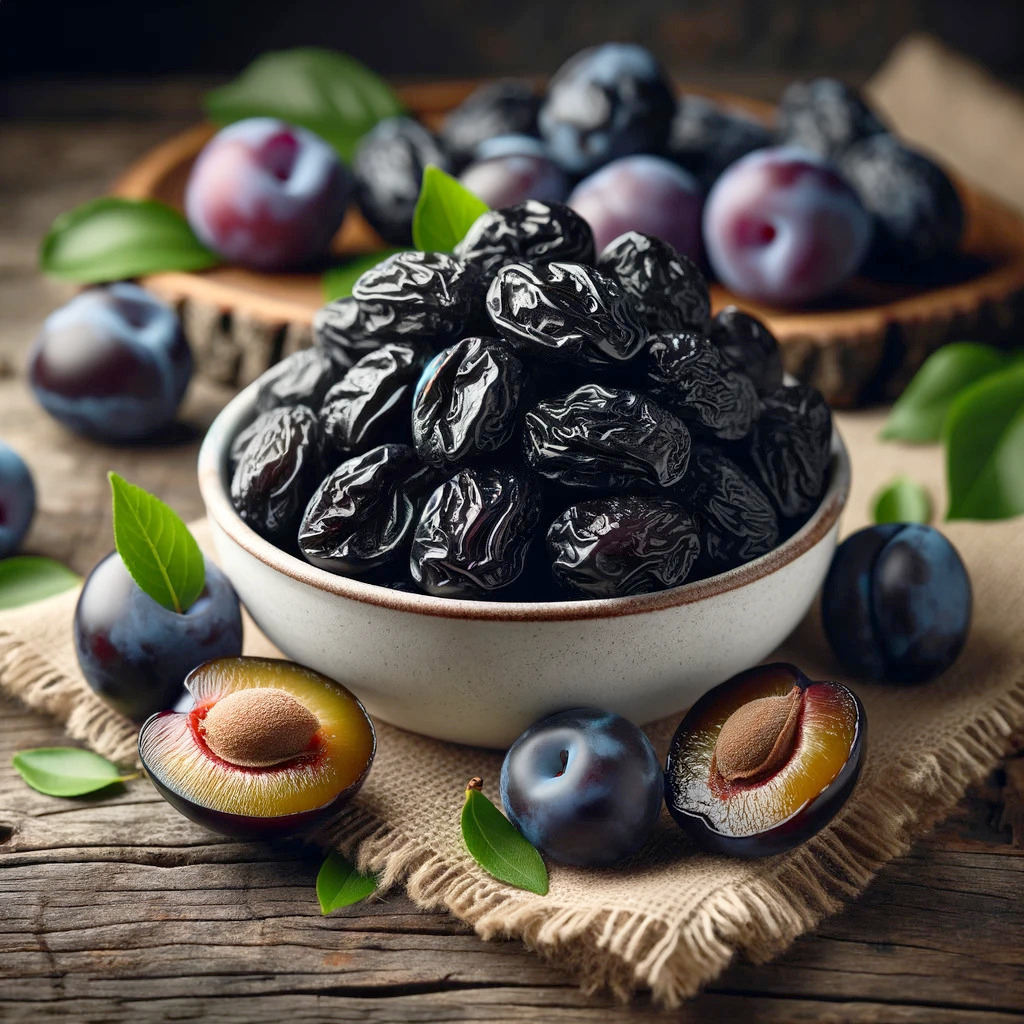 Miska se sušenými švestkami.