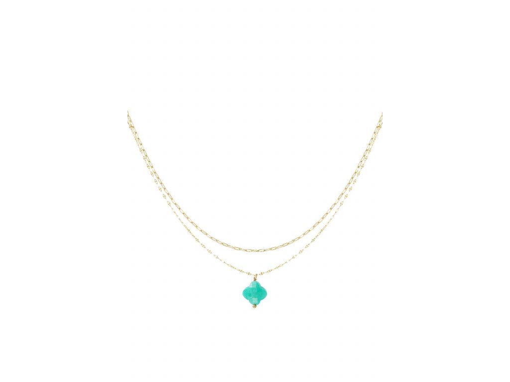 Ornamenti.cz Pozlacený náhrdelník Turquoise Clover gold 1