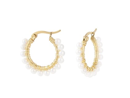 Pozlacené náušnice Halfround Pearl gold
