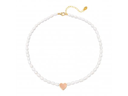 Ornamenti.cz Pozlacený náhrdelník Pearls Pink Heart gold