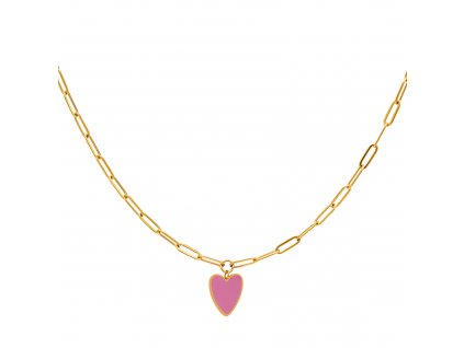 Dětský náhrdelník Pink Heart gold