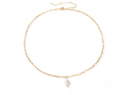 Ornamenti.cz Pozlacený náhrdelník Flat Pearl gold 1