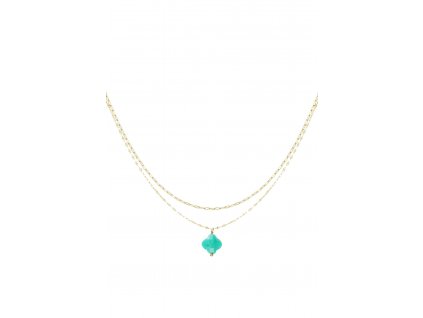 Ornamenti.cz Pozlacený náhrdelník Turquoise Clover gold 1