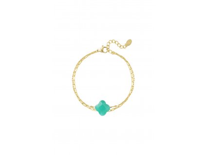 Ornamenti.cz Pozlacený náramek Turquoise Clover gold 1