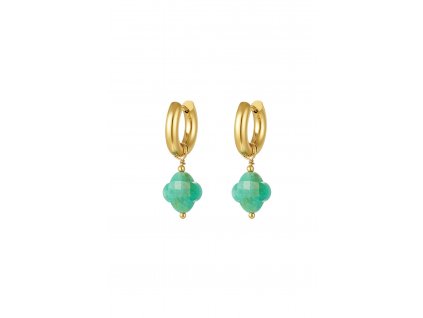 Ornamenti.cz Pozlacené náušnice Turquoise Clover gold 1