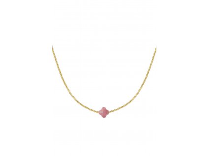 Pozlacený náhrdelník Pink Clover Natural Stones gold
