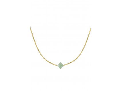 Pozlacený náhrdelník green Clover Natural Stones gold