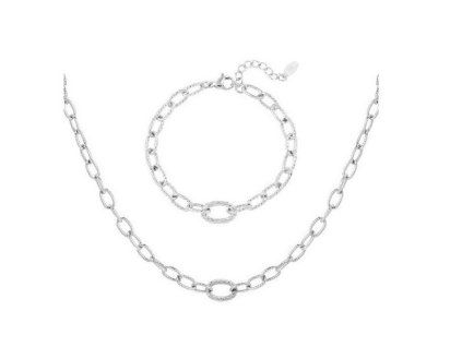 Set náhrdelníku a náramku Structured link silver