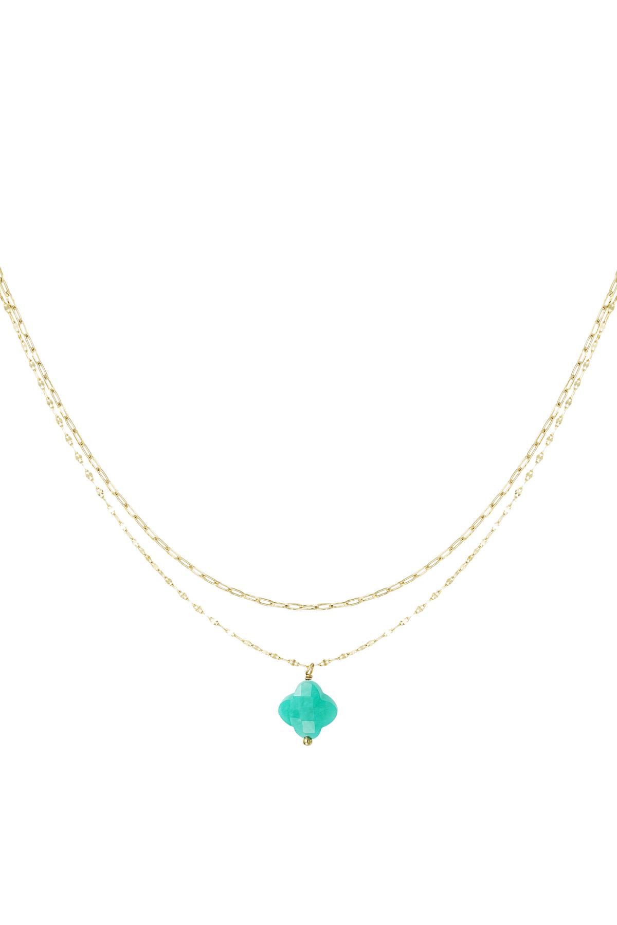 ORNAMENTI Pozlacený náhrdelník Turquoise Clover gold OOR300072