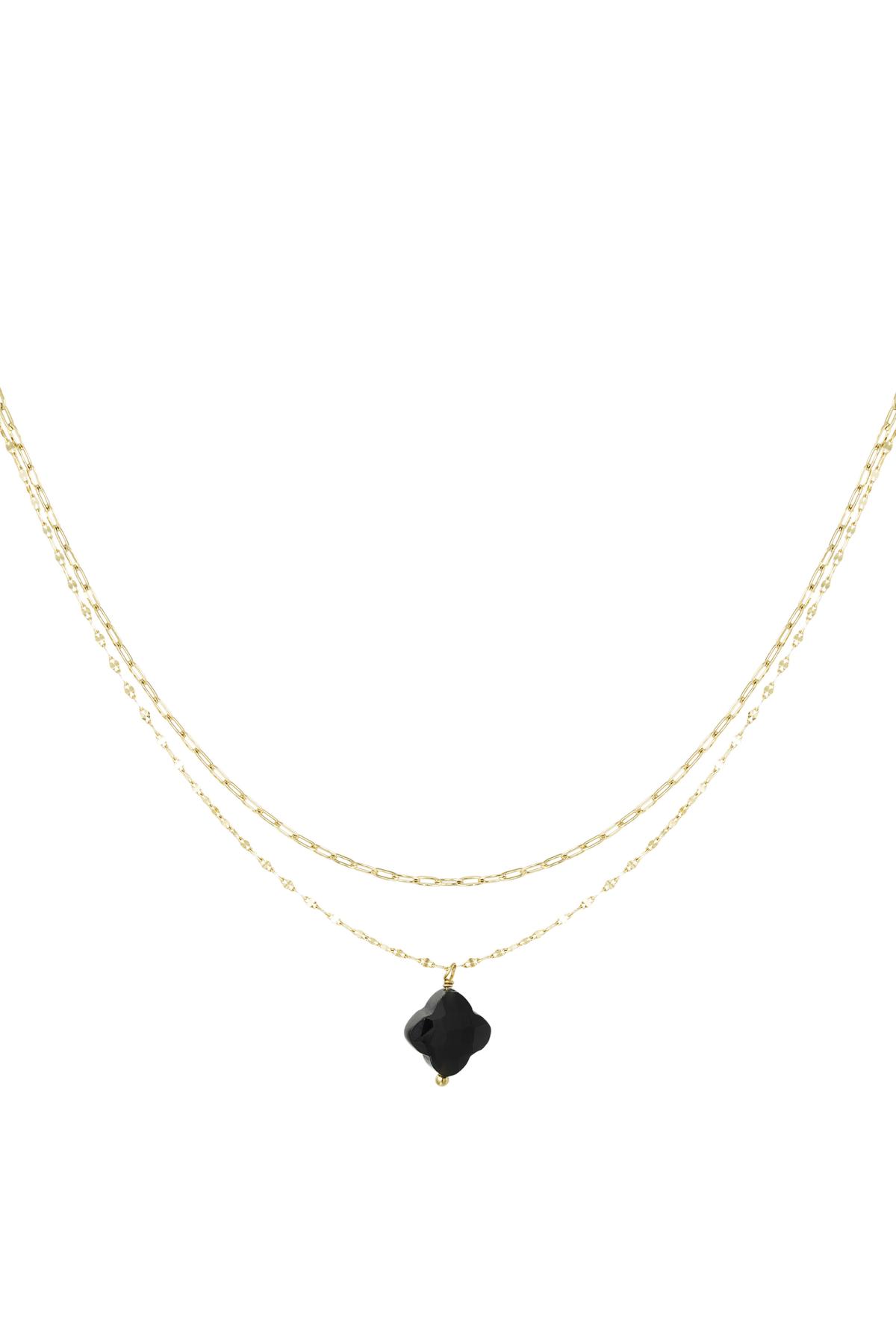 ORNAMENTI Pozlacený náhrdelník Black Clover gold OOR300073