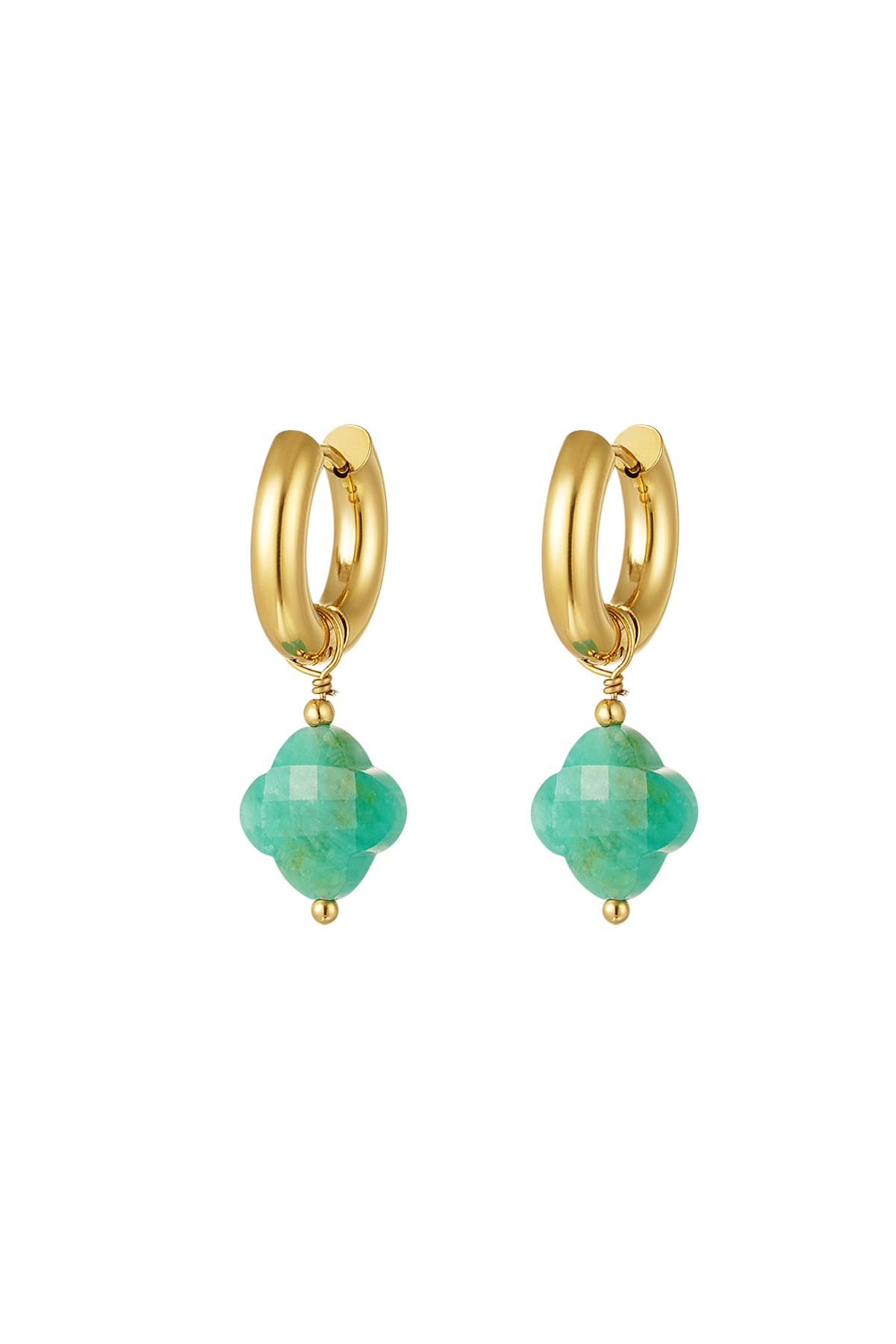 ORNAMENTI Pozlacené náušnice Turquoise Clover gold OOR300076