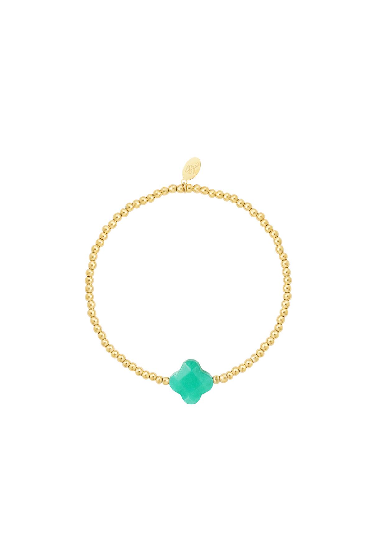 ORNAMENTI Pozlacený náramek Beaded Turquoise Clover gold OOR300082
