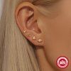 4 Pieces 925 Sterling Silver Zircon Star Moon Ear Studs 1
