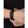 Open Sky Stainless steel Artificial Leather Weave Hip Hop Strand Braceletw