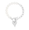 Náramek Pearls Zirconia heart silver