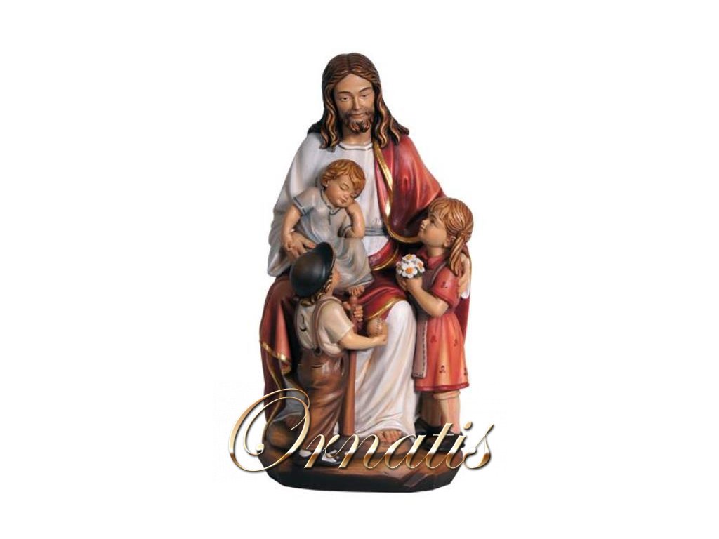 Dřevěná vyřezávaná soška Ježíše s dětmi