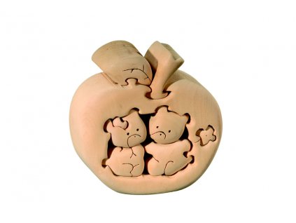 dřevěné 3D puzzle-medvídci v jablku