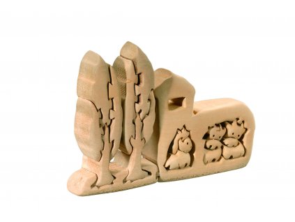 dřevěné 3D puzzle-chlév se zvířaty