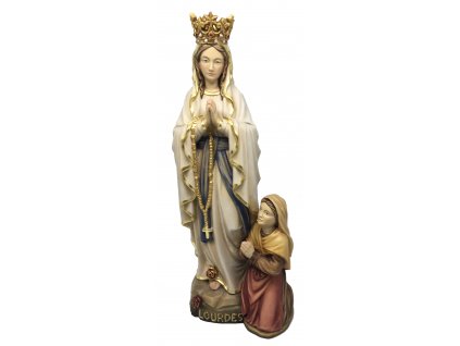 vyřezávaná socha pany marie s bernadetou