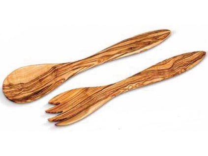 Dřevěný nůž a vidlička z olivového dřeva