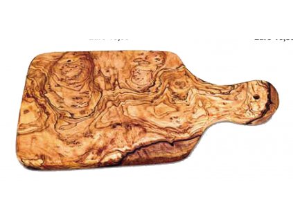 Dřevěné prkno se zaoblenými rohy s držadlem z olivového dřeva
