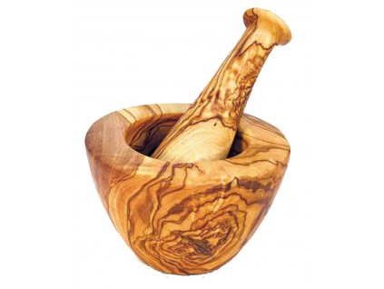 Dřevěná miska s tloučkem z olivového dřeva