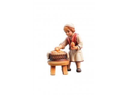 Chlapec s košíkem chleba (Provedení Přírodní bez malování, Velikost stojících figur dospělých postav 22 cm)