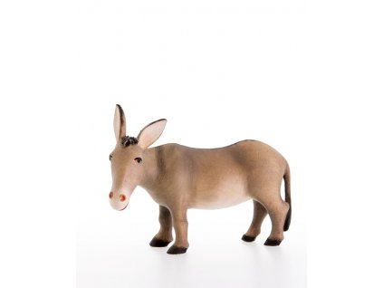 Dřevěná ručně malovaná figurka znázorňujícího osla který ve chlévě většinou stojí za pannou Marií, Josefem a jesličkami s Ježíškem