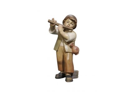 Dřevěná vyřezávaná figurka chlapce s píšťalou vhodná do vánočního betlému