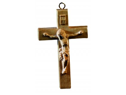 Jezus Chrystus wyrzeźbiony w drewnie na krzyżu