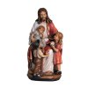 Drewniana, ręcznie malowana figurka Jezusa z dziećmi