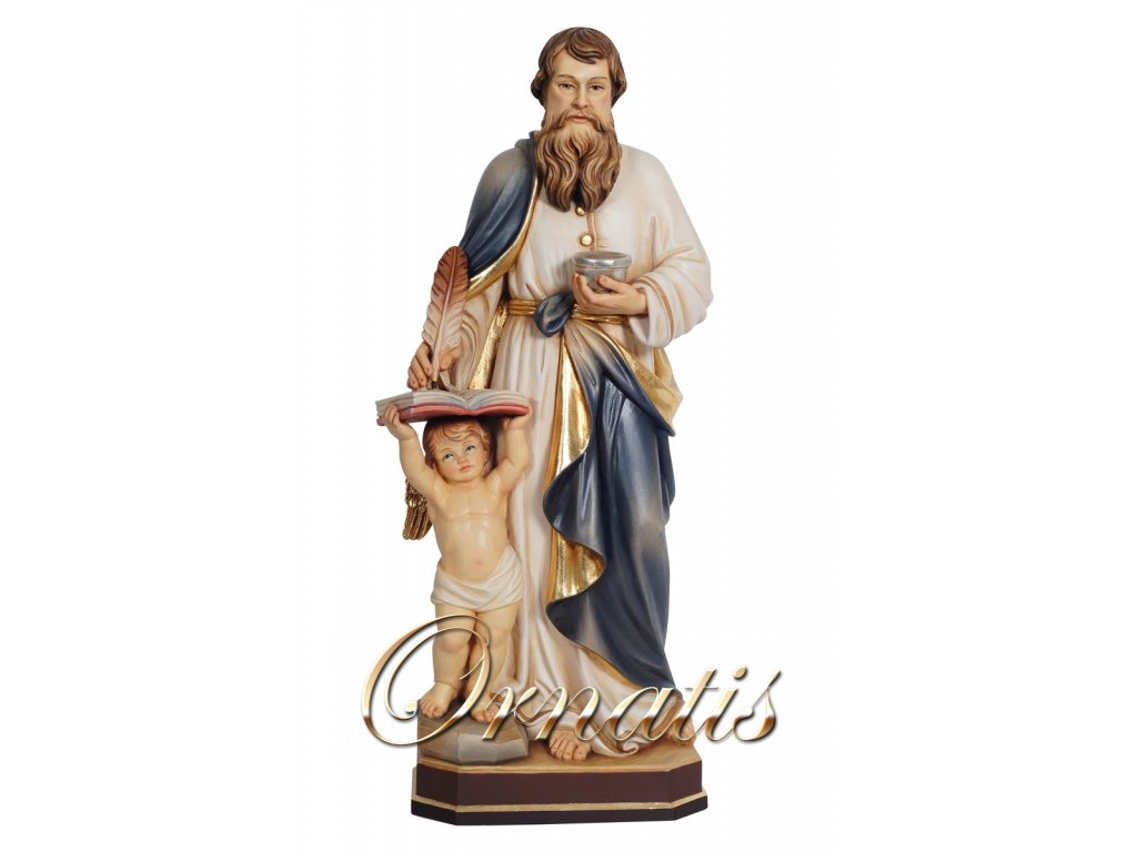 Drevená vyrezávaná ručne maľovaná soška Apoštola Matúša